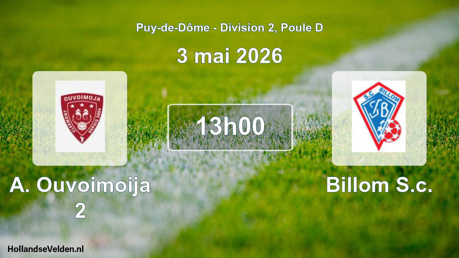 Match programmé: A. Ouvoimoija 2 - Billom S.c. (3 mai 2026)