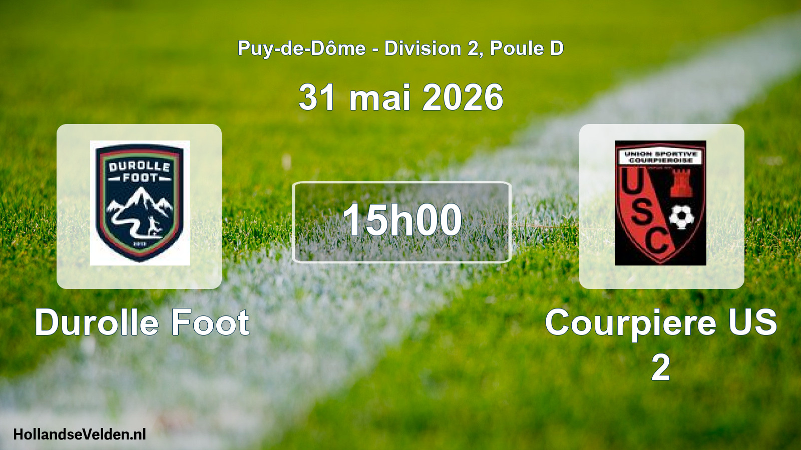 Match programmé: Durolle Foot - Courpiere US 2 (31 mai 2026)