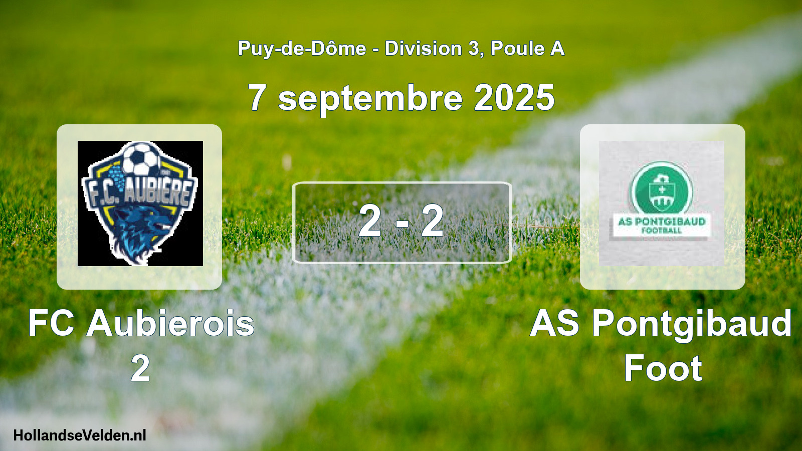 Gespeelde wedstrijd: FC Aubierois 2 - AS Pontgibaud Foot 2 - 2 (7 september 2025)