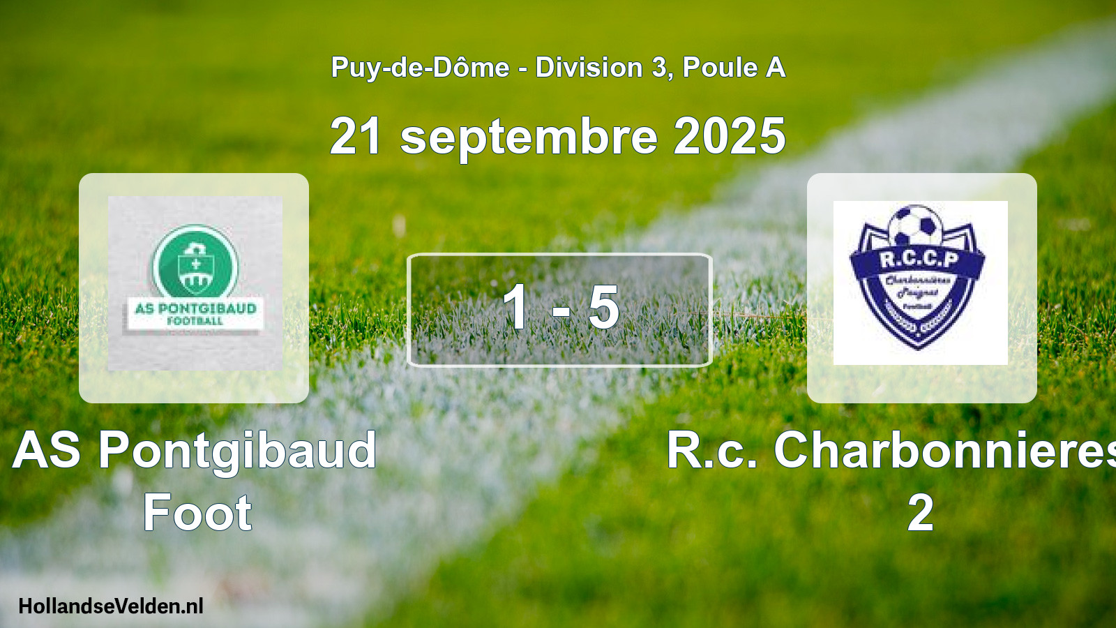 Total number of matches played: AS Pontgibaud Foot - R.c. Charbonnieres L 2 1 - 5 (21 September 2025)
