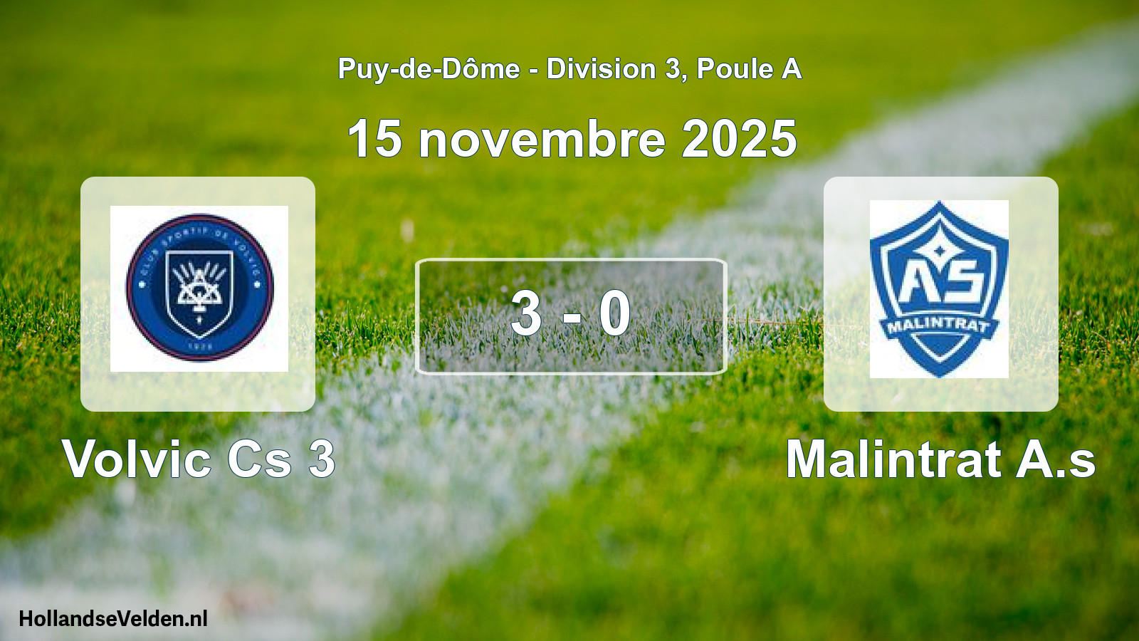 Match joué: Volvic Cs 3 - Malintrat A.s 3 - 0 (15 novembre 2025)