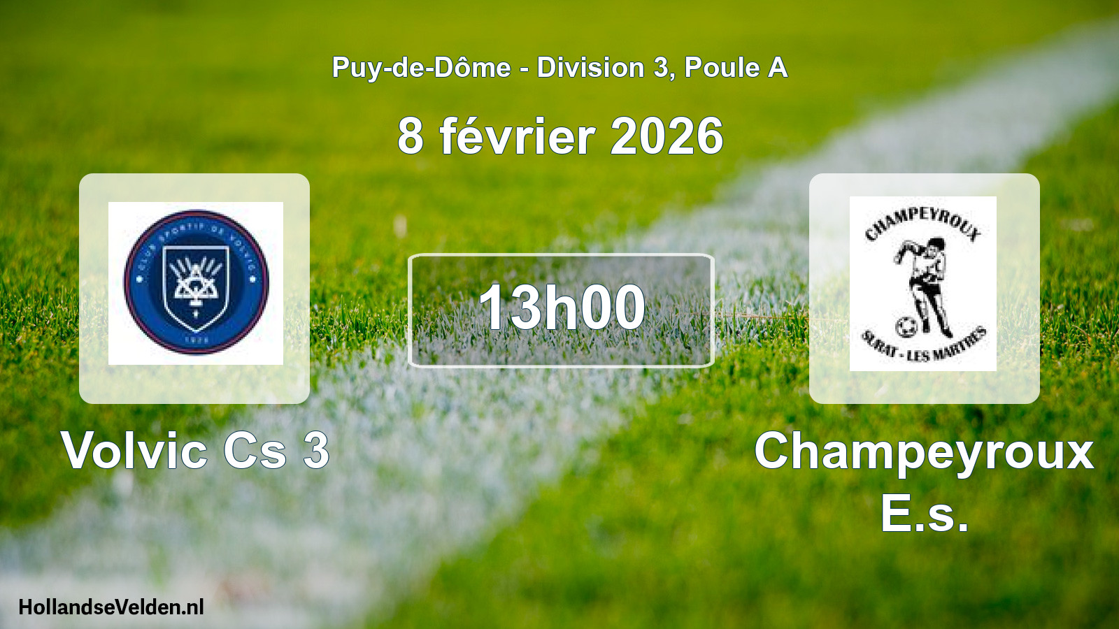 Match programmé: Volvic Cs 3 - Champeyroux E.s. (8 février 2026)