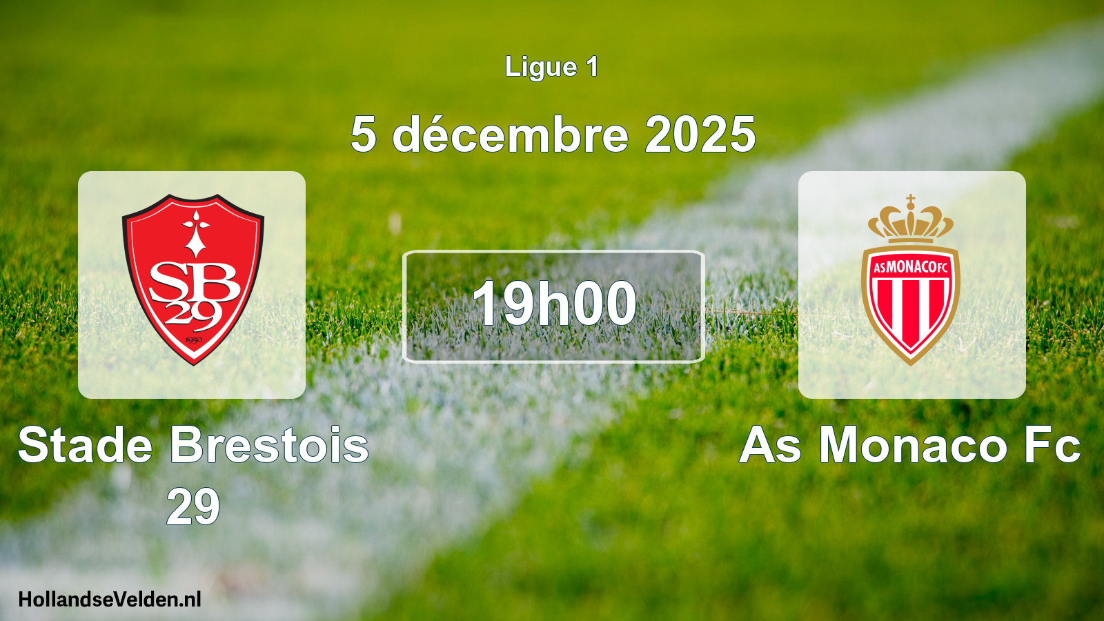 Geplande wedstrijd: Stade Brestois 29 - As Monaco Fc (5 december 2025)