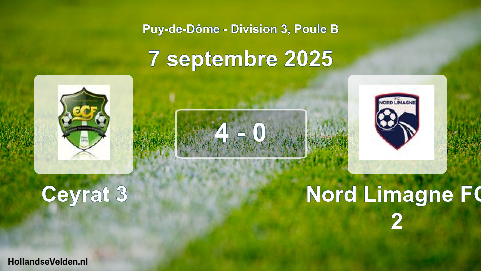 Gespeelde wedstrijd: Ceyrat 3 - Nord Limagne FC 2 4 - 0 (7 september 2025)