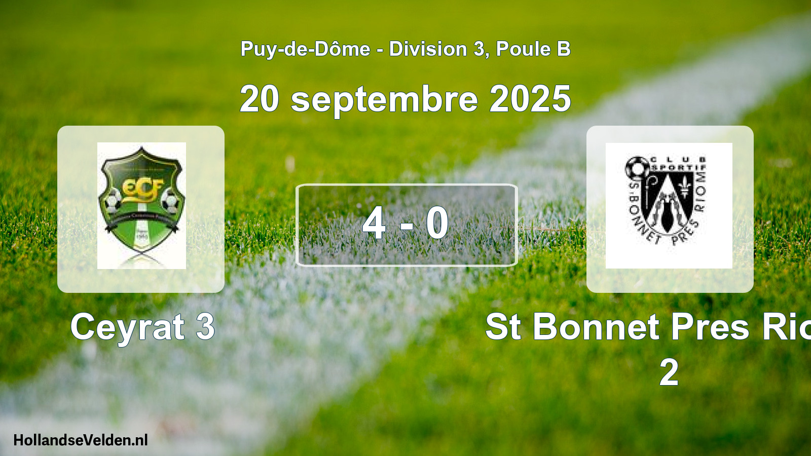 Gespeelde wedstrijd: Ceyrat 3 - St Bonnet Pres Riom 2 4 - 0 (20 september 2025)