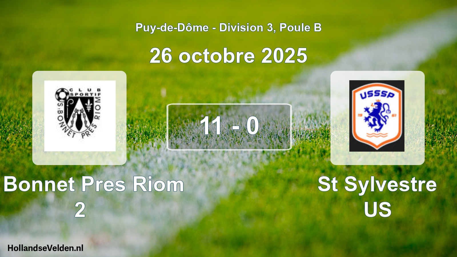 Match joué: St Bonnet Pres Riom 2 - St Sylvestre US 11 - 0 (26 octobre 2025)
