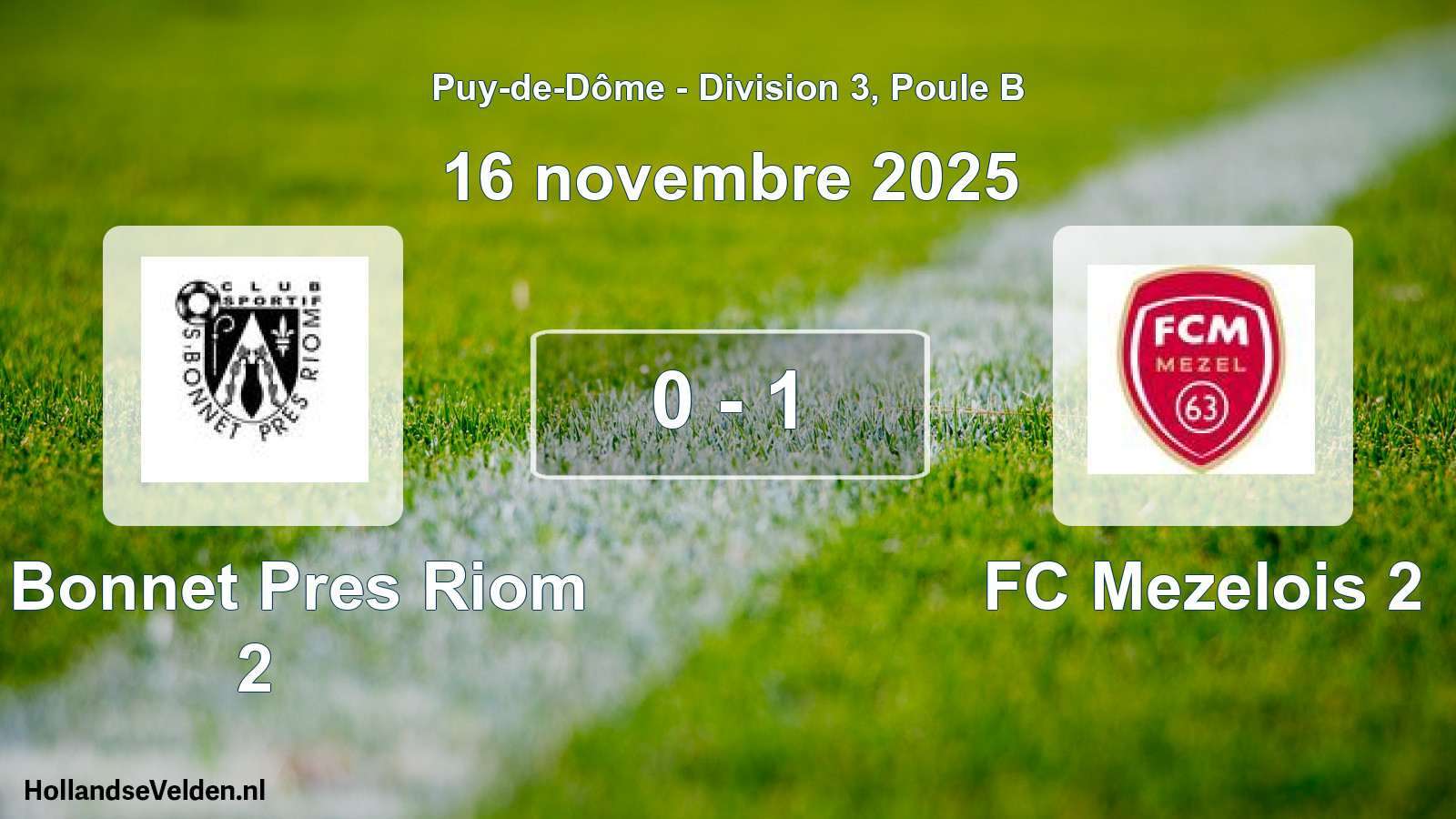 Total number of matches played: St Bonnet Pres Riom 2 - FC Mezelois 2 0 - 1 (16 November 2025)