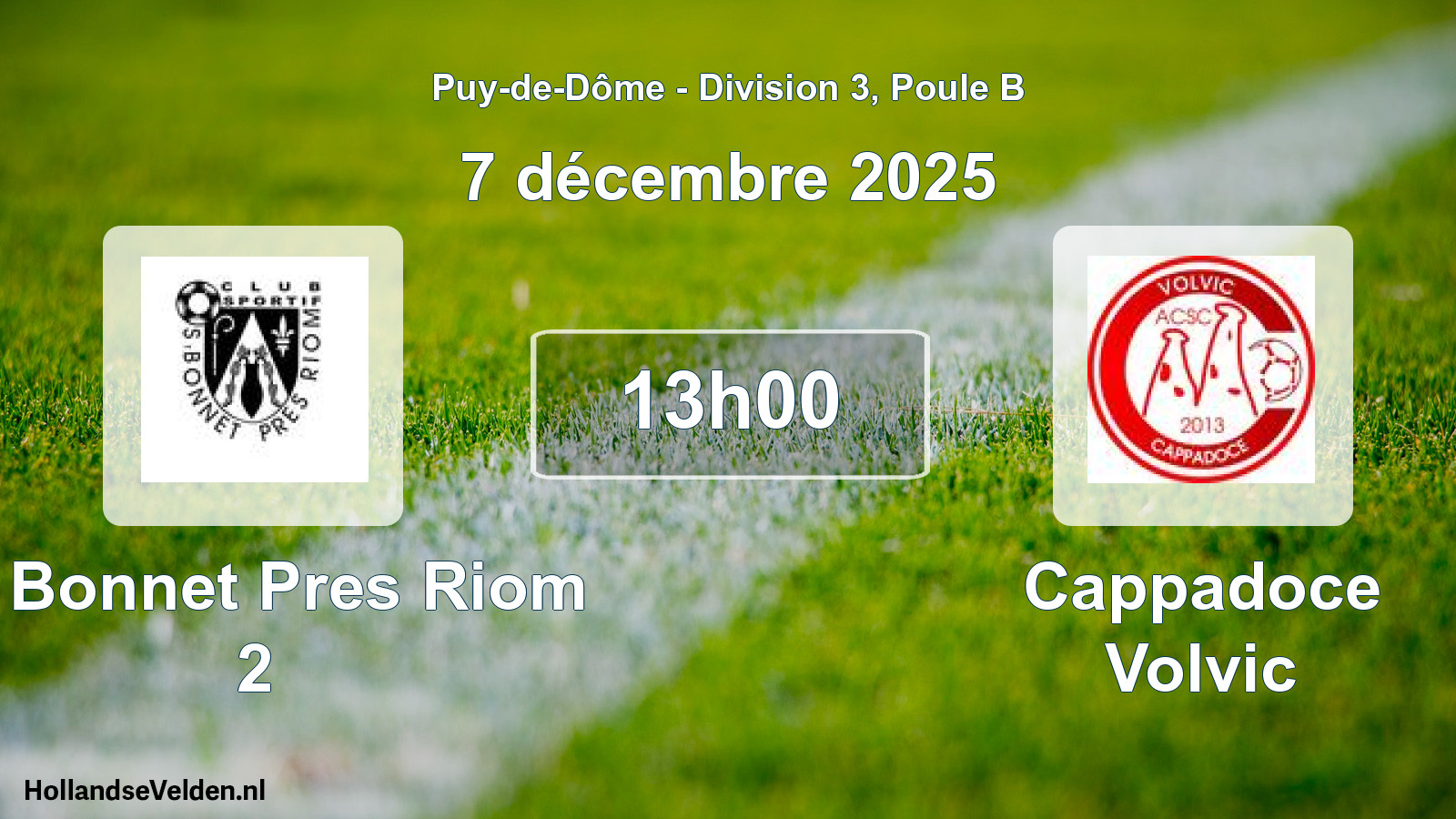 Match programmé: St Bonnet Pres Riom 2 - Cappadoce Volvic (7 décembre 2025)