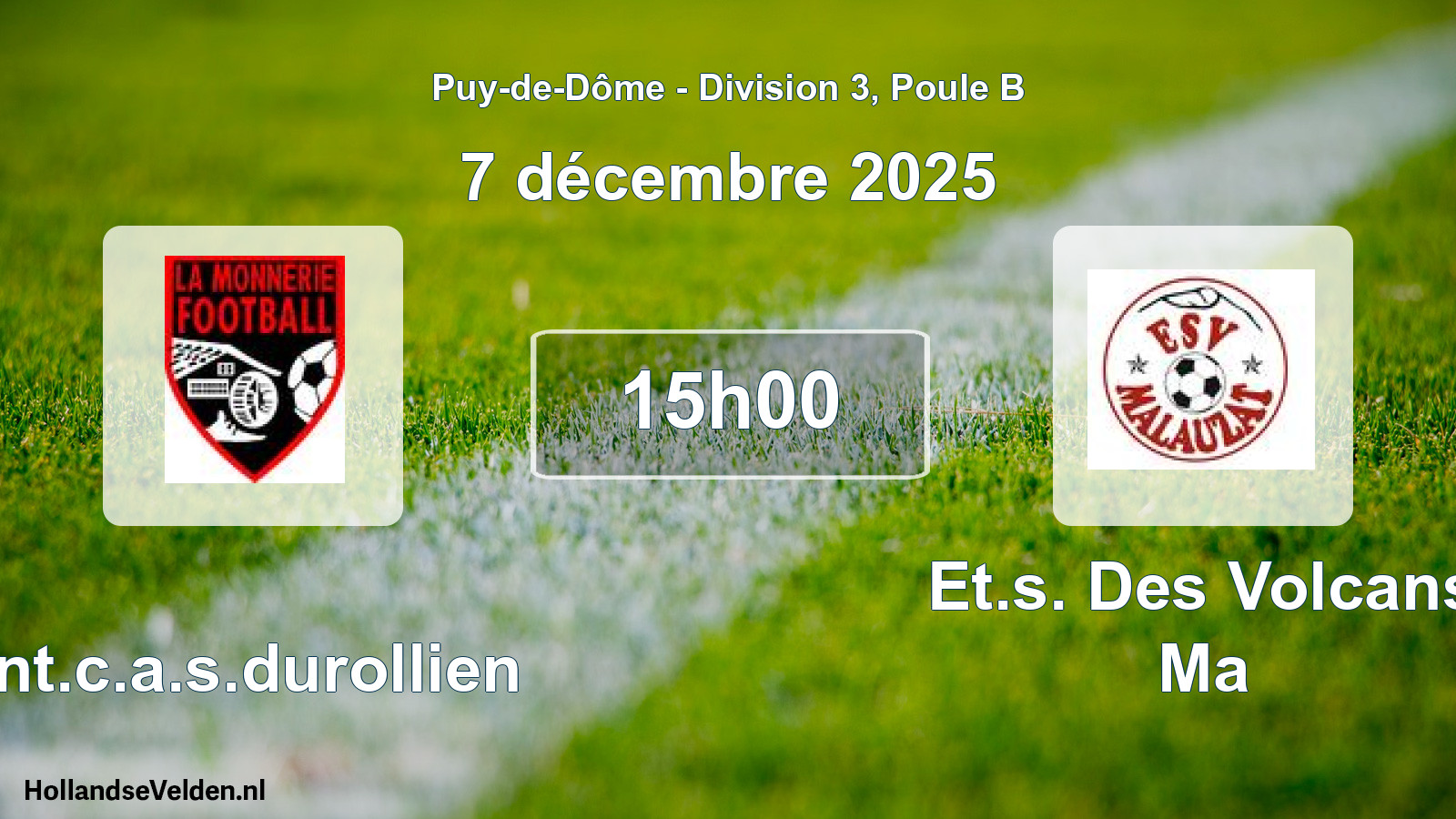 Match programmé: Ent.c.a.s.durollien - Et.s. Des Volcans Ma (7 décembre 2025)