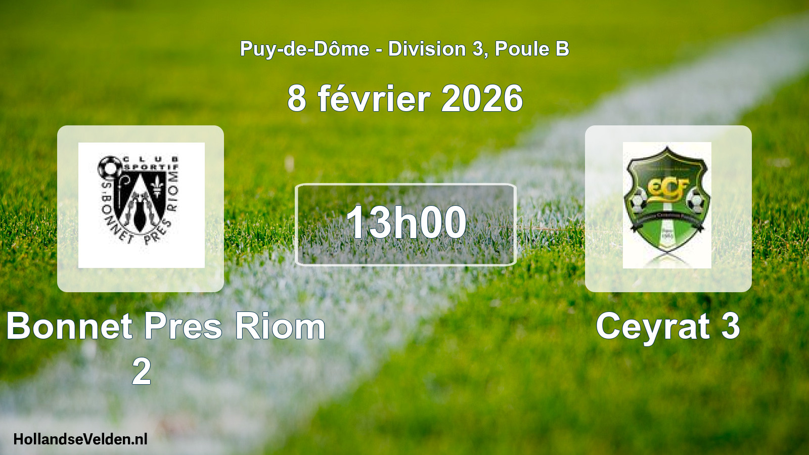 Geplande wedstrijd: St Bonnet Pres Riom 2 - Ceyrat 3 (8 februari 2026)