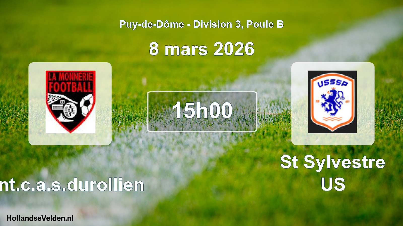 Geplande wedstrijd: Ent.c.a.s.durollien - St Sylvestre US (8 maart 2026)