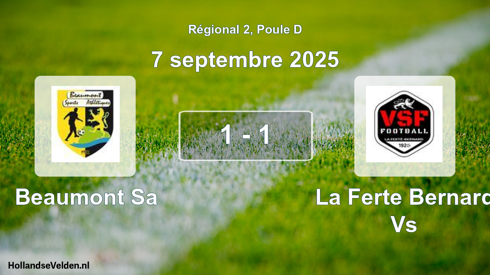 Gespeelde wedstrijd: Beaumont Sa - La Ferte Bernard Vs 1 - 1 (7 september 2025)