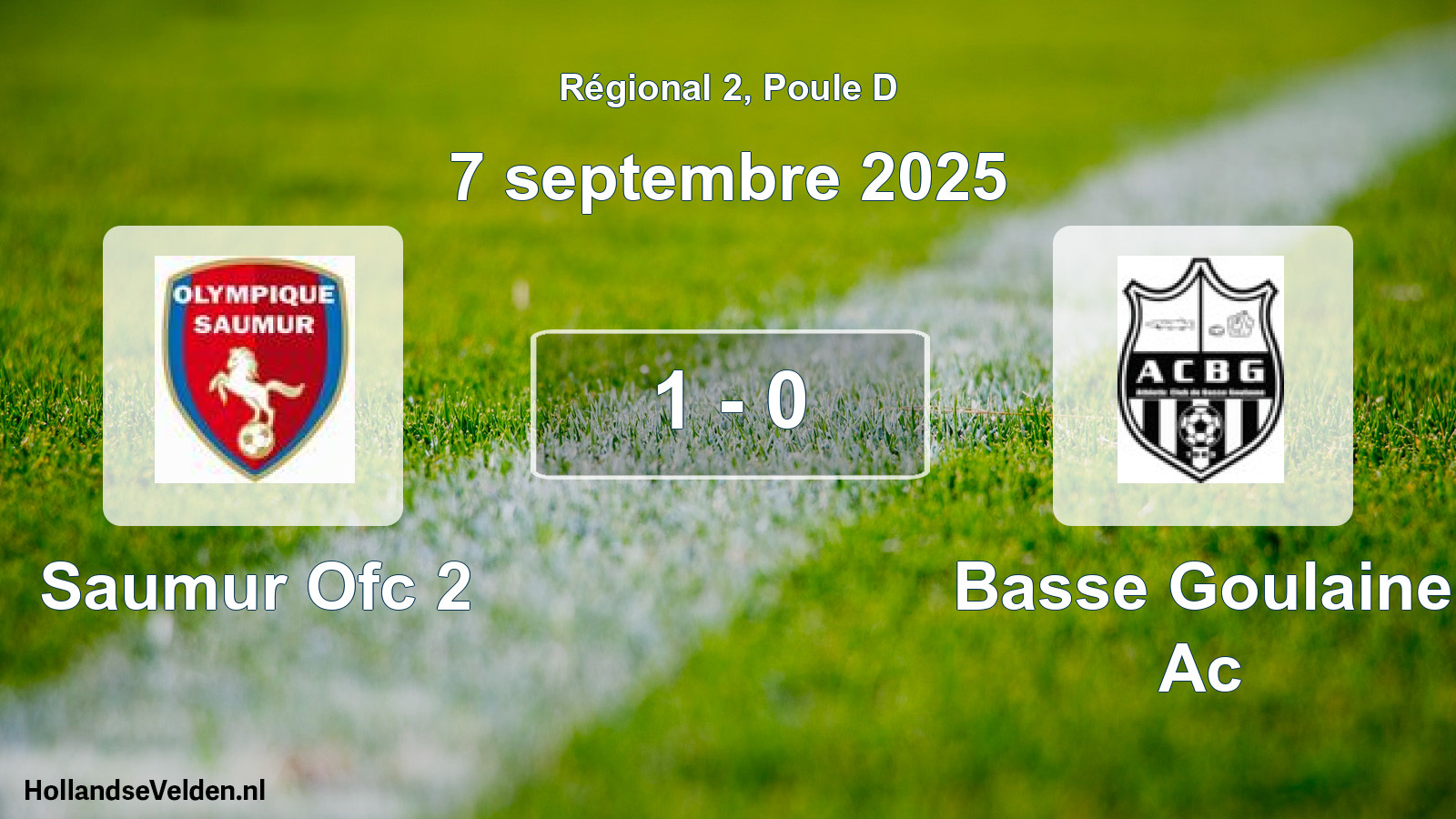 Gespeelde wedstrijd: Saumur Ofc 2 - Basse Goulaine Ac 1 - 0 (7 septembre 2025)
