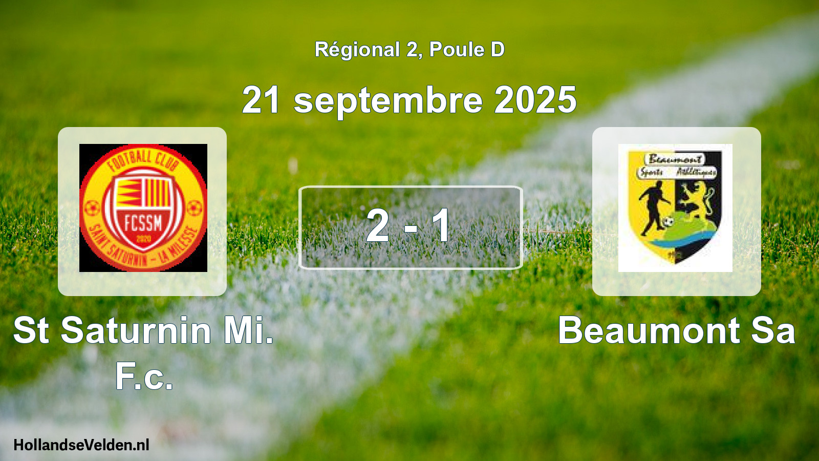 Gespeelde wedstrijd: St Saturnin Mi. F.c. - Beaumont Sa 2 - 1 (21 septembre 2025)