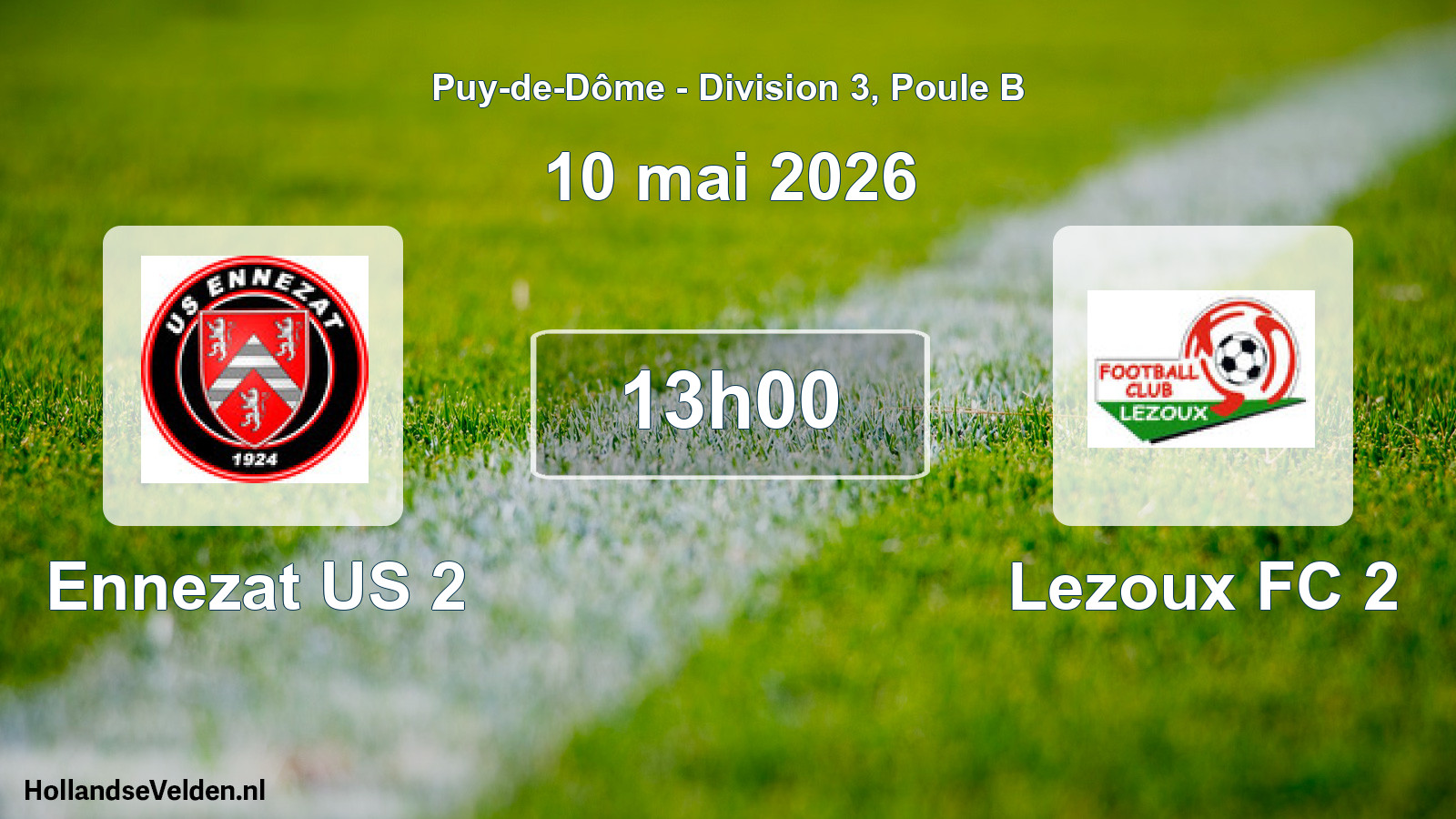 Match programmé: Ennezat US 2 - Lezoux FC 2 (10 mai 2026)