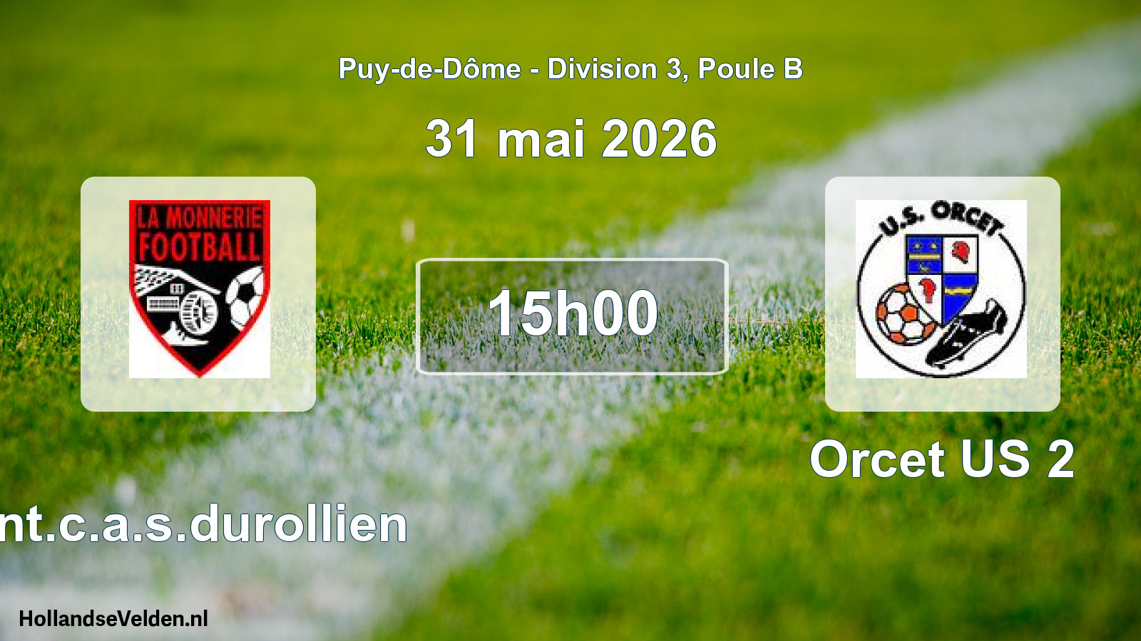 Match programmé: Ent.c.a.s.durollien - Orcet US 2 (31 mai 2026)