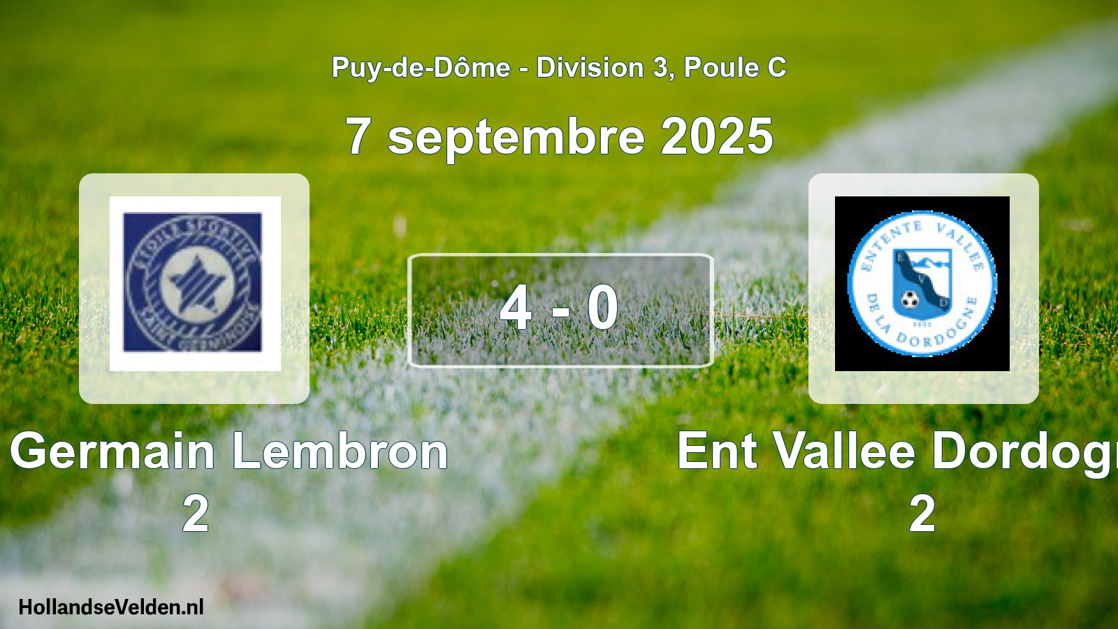 Gespeelde wedstrijd: St Germain Lembron 2 - Ent Vallee Dordogne 2 4 - 0 (7 september 2025)