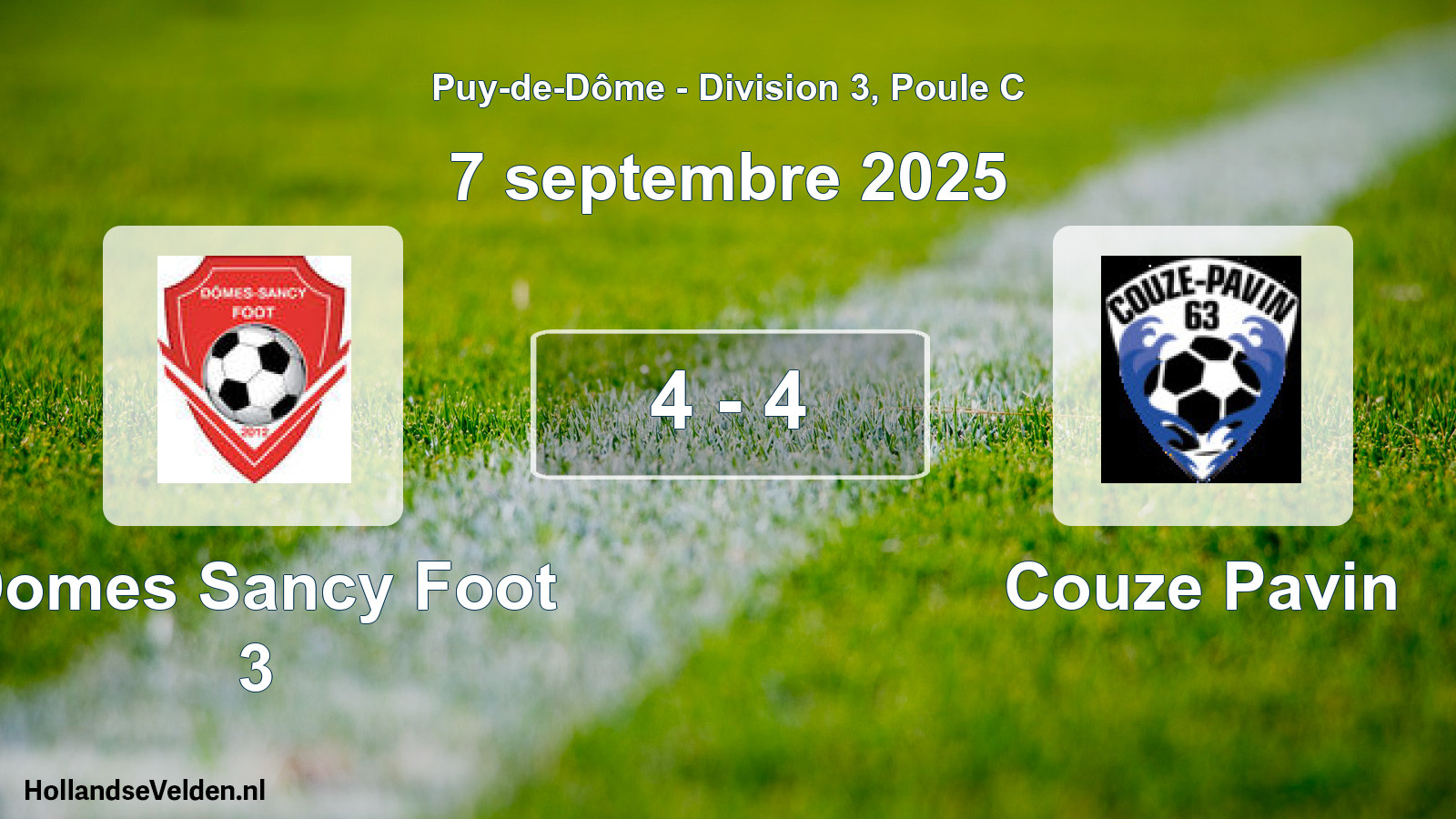 Gespeelde wedstrijd: Domes Sancy Foot 3 - Couze Pavin 4 - 4 (7 september 2025)