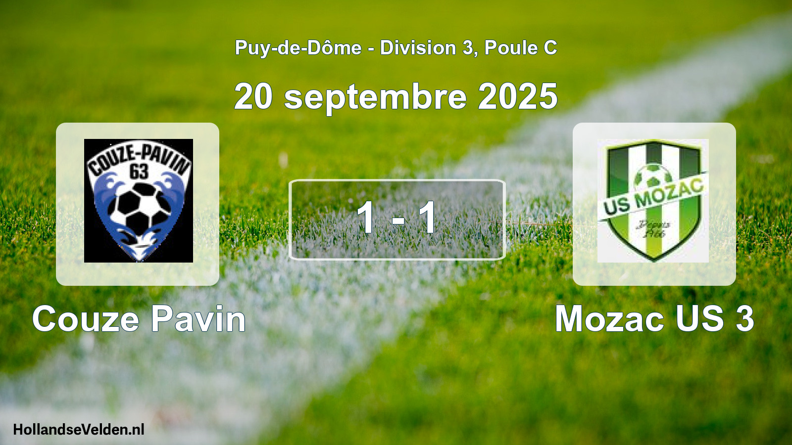 Gespeelde wedstrijd: Couze Pavin - Mozac US 3 1 - 1 (20 september 2025)