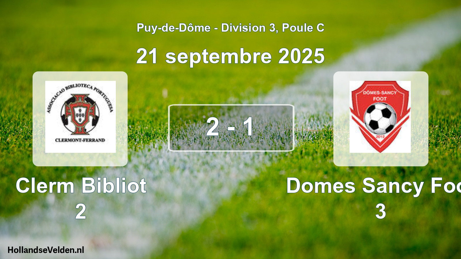 Match joué: Clerm Bibliot 2 - Domes Sancy Foot 3 2 - 1 (21 septembre 2025)