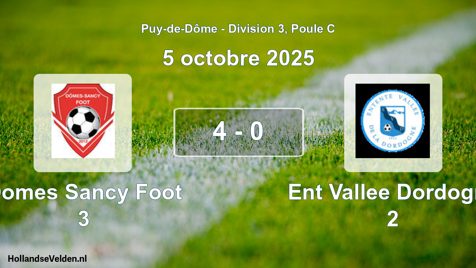 Match joué: Domes Sancy Foot 3 - Ent Vallee Dordogne 2 4 - 0 (5 octobre 2025)