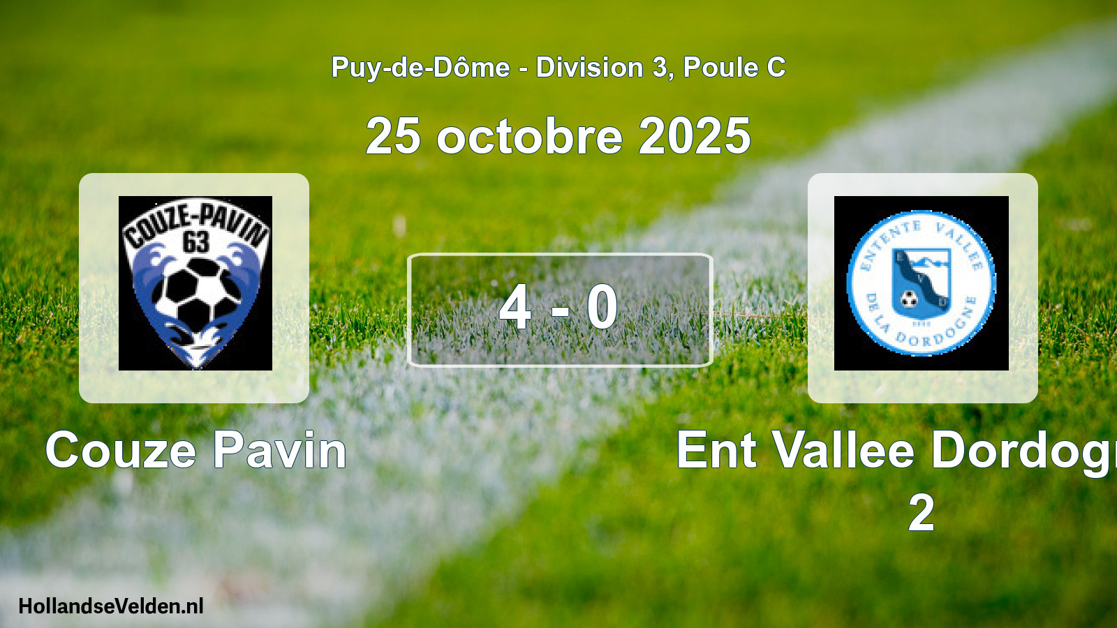 Gespeelde wedstrijd: Couze Pavin - Ent Vallee Dordogne 2 4 - 0 (25 oktober 2025)