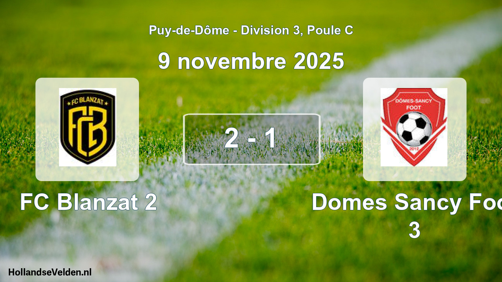 Gespeelde wedstrijd: FC Blanzat 2 - Domes Sancy Foot 3 2 - 1 (9 november 2025)