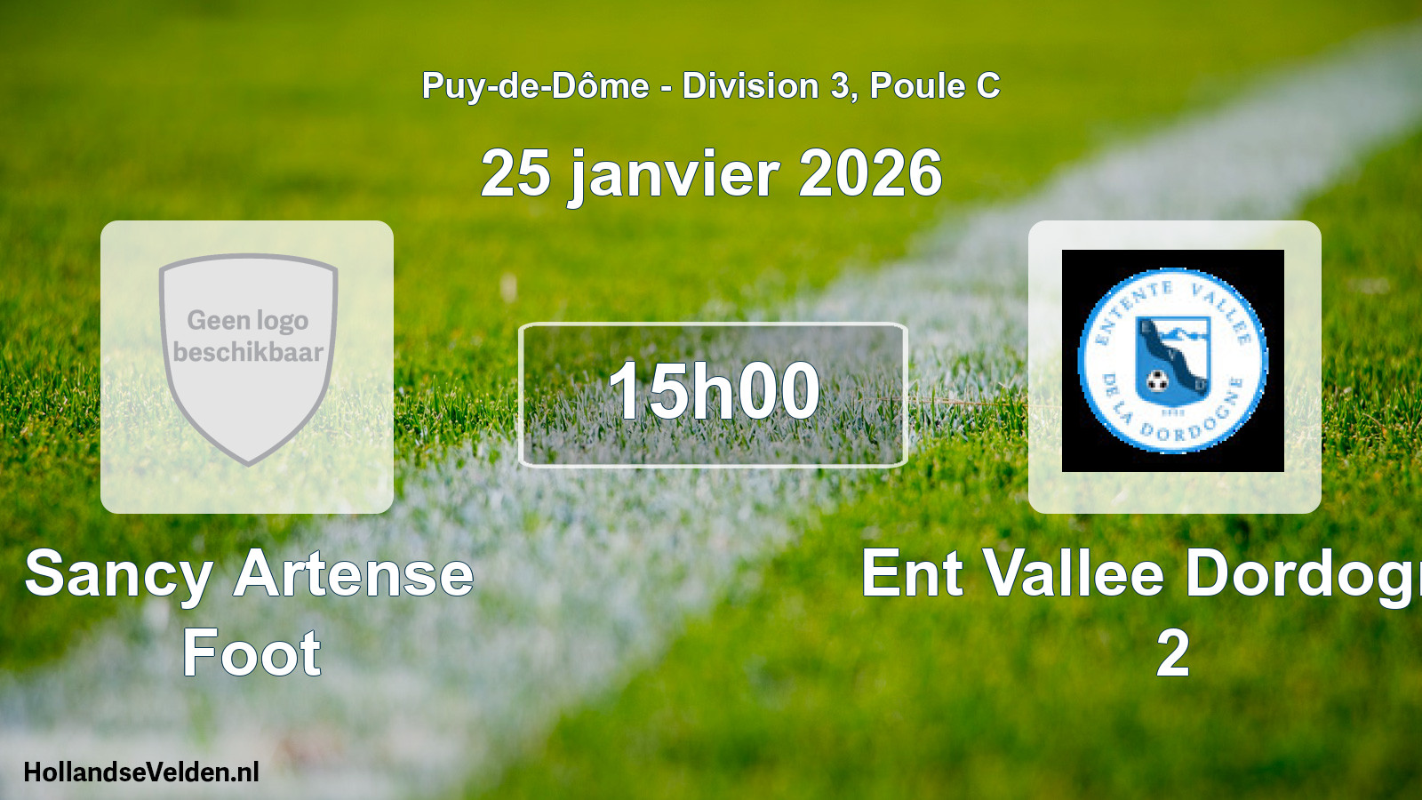 Match programmé: Sancy Artense Foot - Ent Vallee Dordogne 2 (25 janvier 2026)