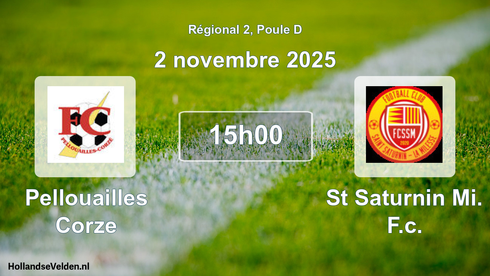 Geplande wedstrijd: Pellouailles Corze - St Saturnin Mi. F.c. (2 november 2025)