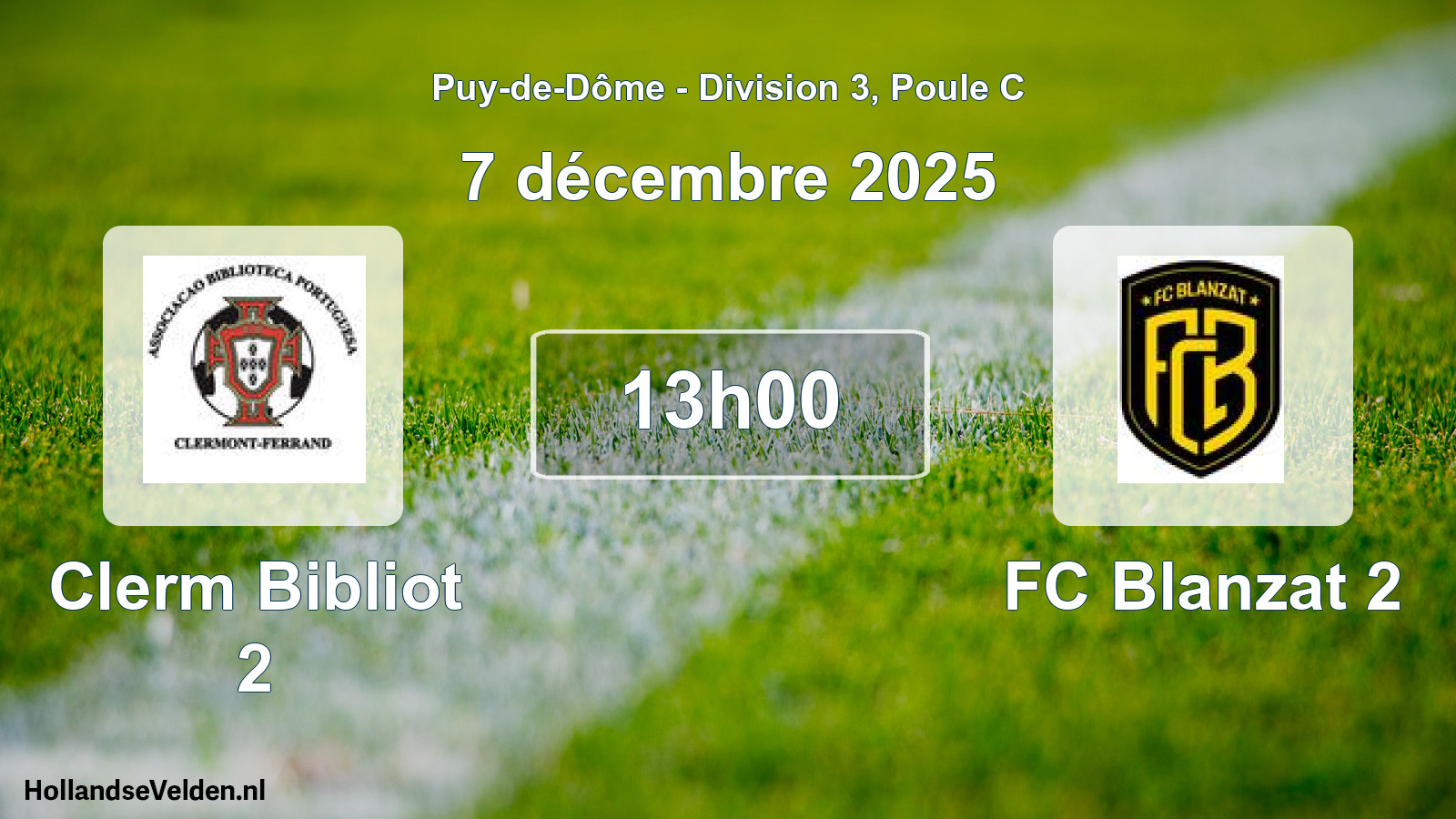 Match programmé: Clerm Bibliot 2 - FC Blanzat 2 (7 décembre 2025)