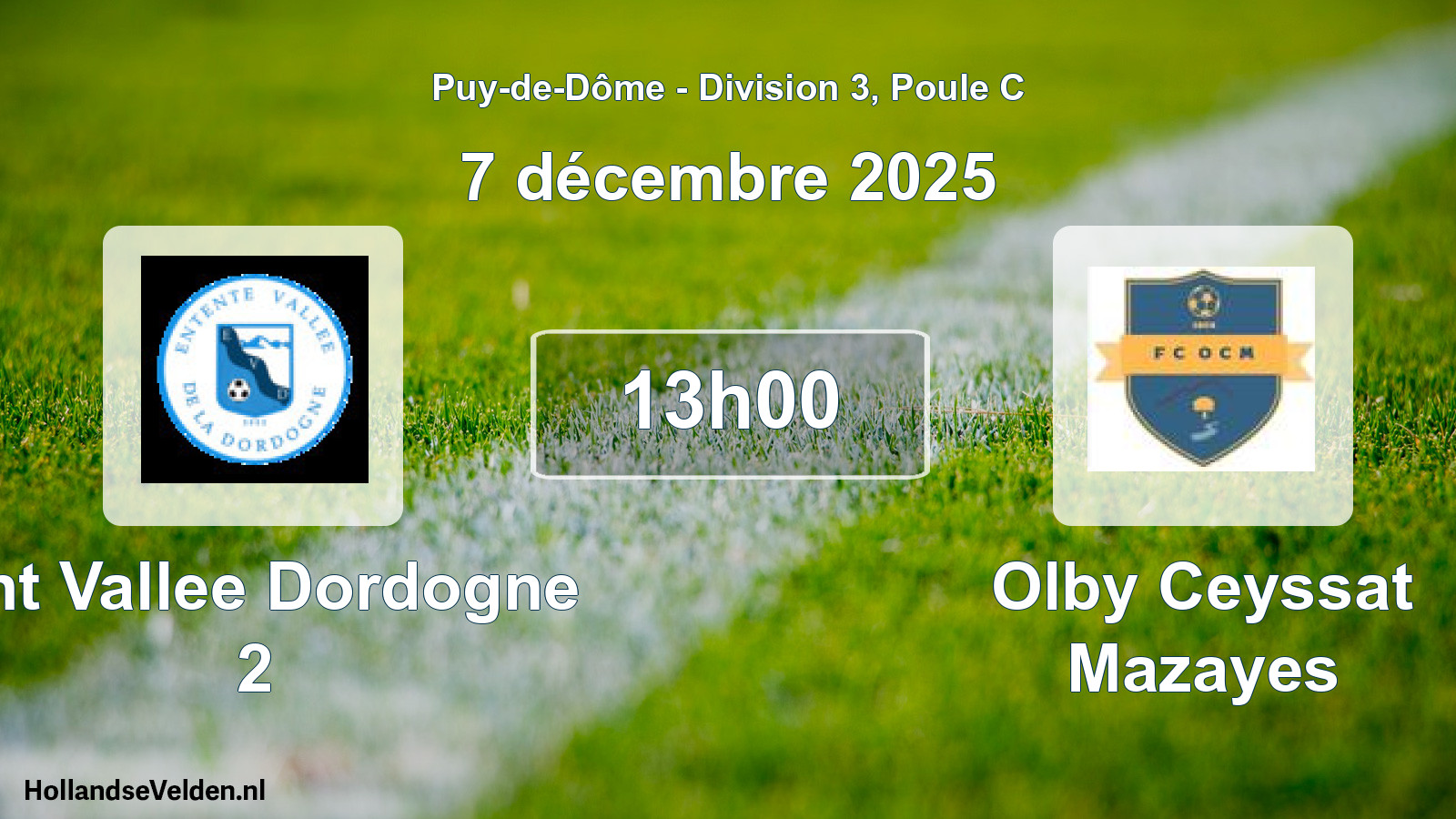 Geplande wedstrijd: Ent Vallee Dordogne 2 - Olby Ceyssat Mazayes (7 december 2025)