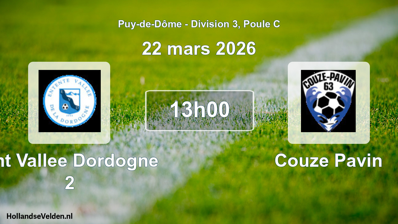 Geplande wedstrijd: Ent Vallee Dordogne 2 - Couze Pavin (22 maart 2026)