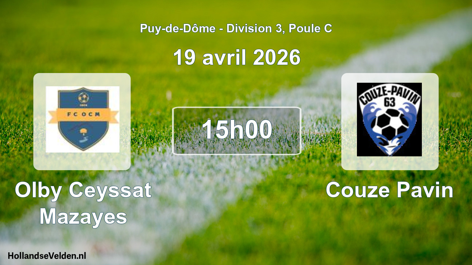 Geplande wedstrijd: Olby Ceyssat Mazayes - Couze Pavin (19 april 2026)