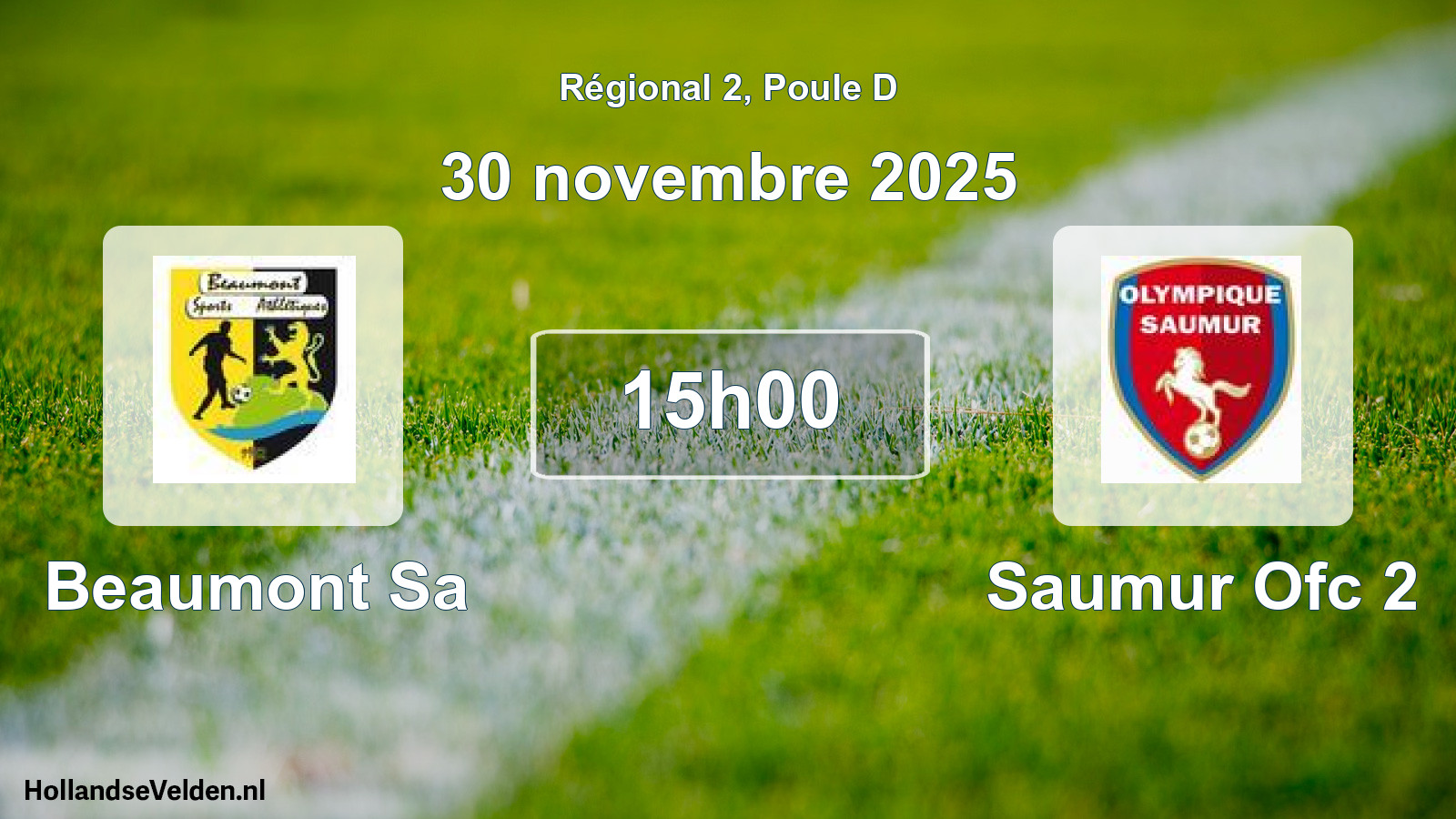Geplande wedstrijd: Beaumont Sa - Saumur Ofc 2 (30 november 2025)