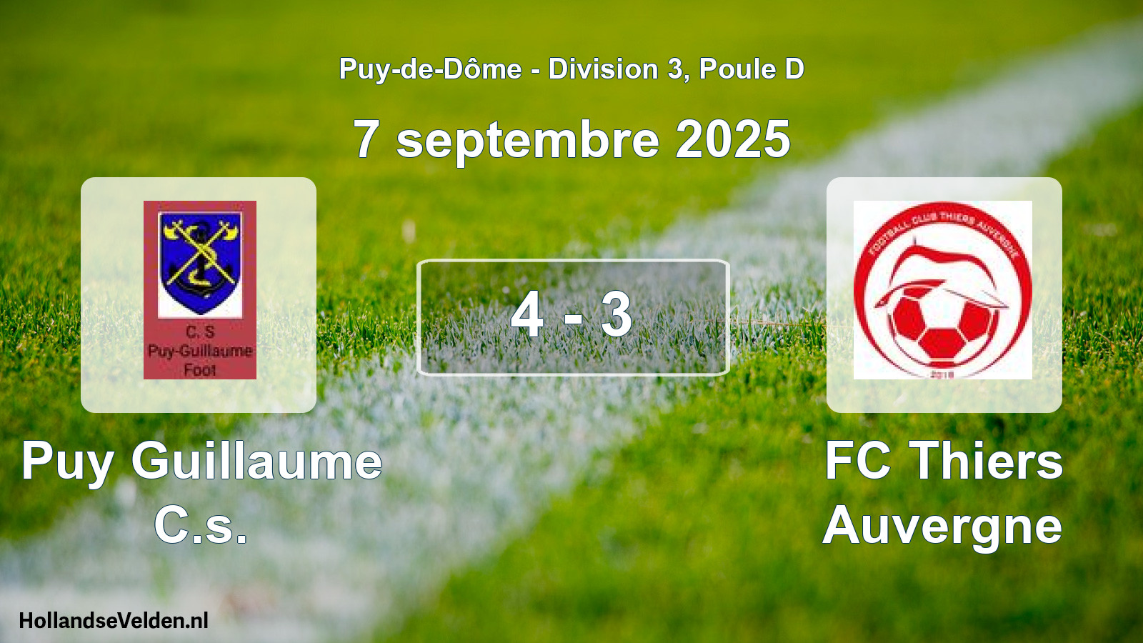 Gespeelde wedstrijd: Puy Guillaume C.s. - FC Thiers Auvergne 4 - 3 (7 september 2025)