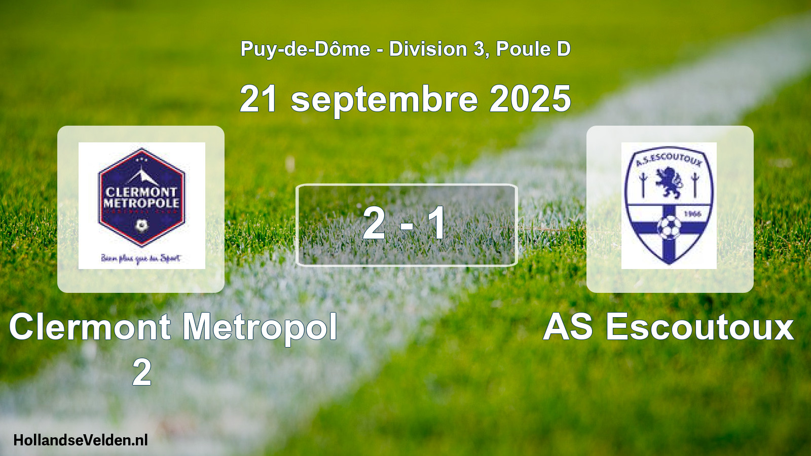 Gespeelde wedstrijd: FC Clermont Metropol 2 - AS Escoutoux 2 - 1 (21 september 2025)