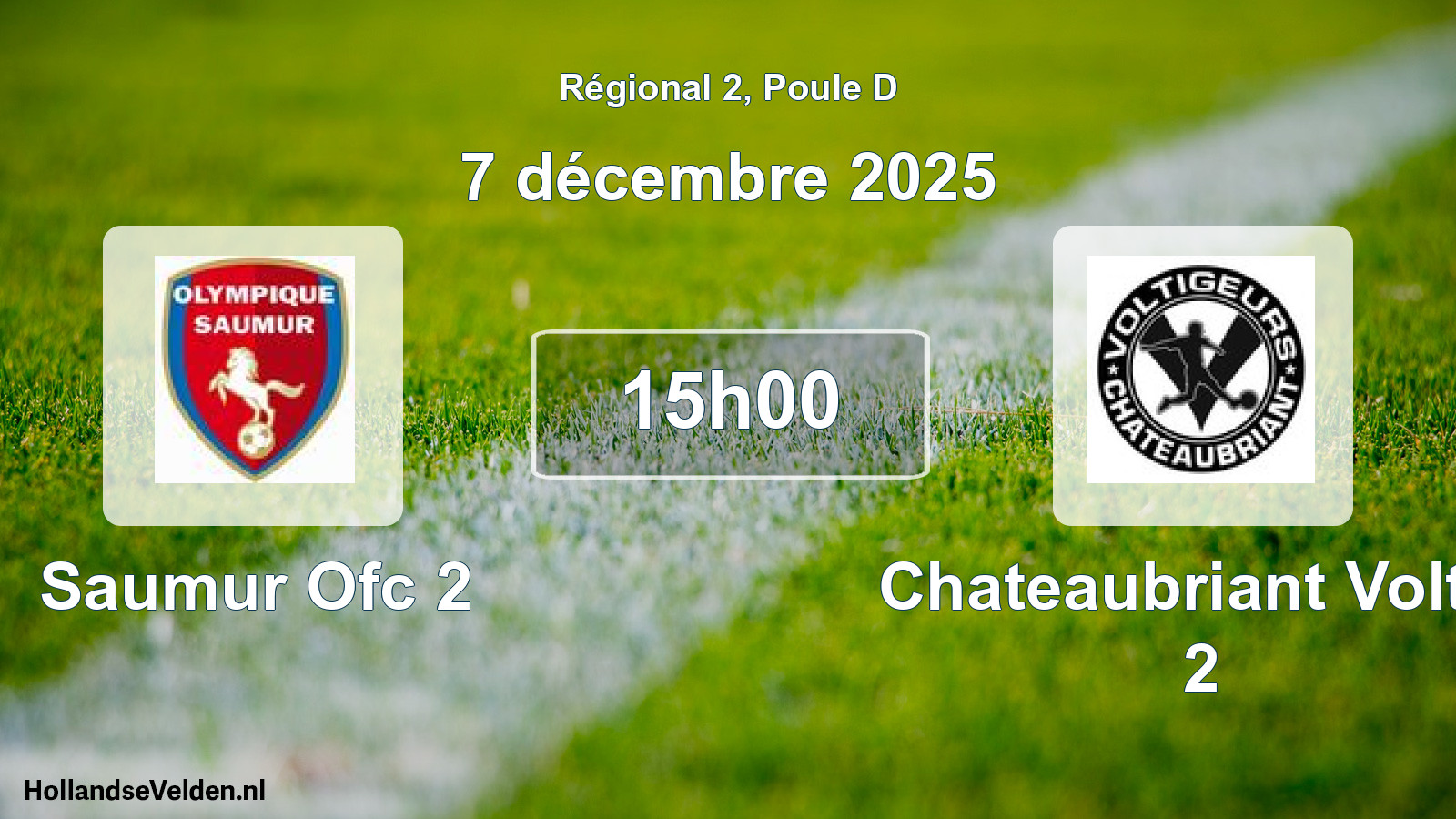 Geplande wedstrijd: Saumur Ofc 2 - Chateaubriant Voltig 2 (7 décembre 2025)