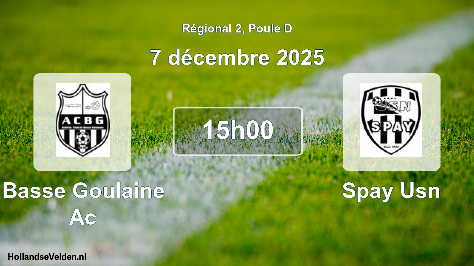 Geplande wedstrijd: Basse Goulaine Ac - Spay Usn (7 december 2025)