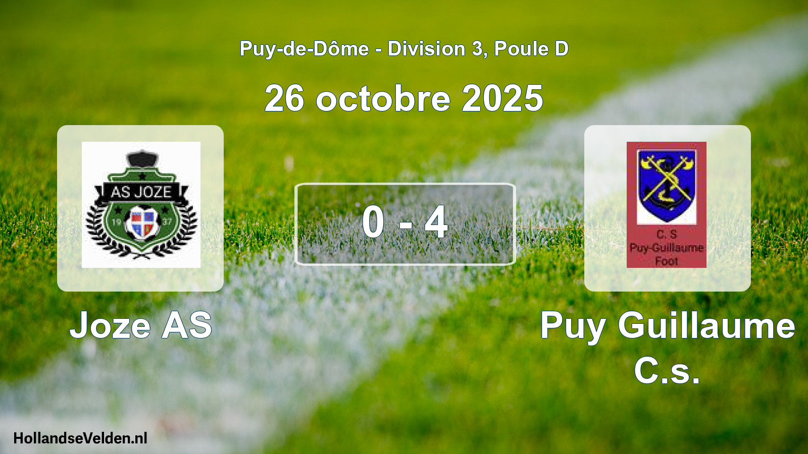 Match joué: Joze AS - Puy Guillaume C.s. 0 - 4 (26 octobre 2025)