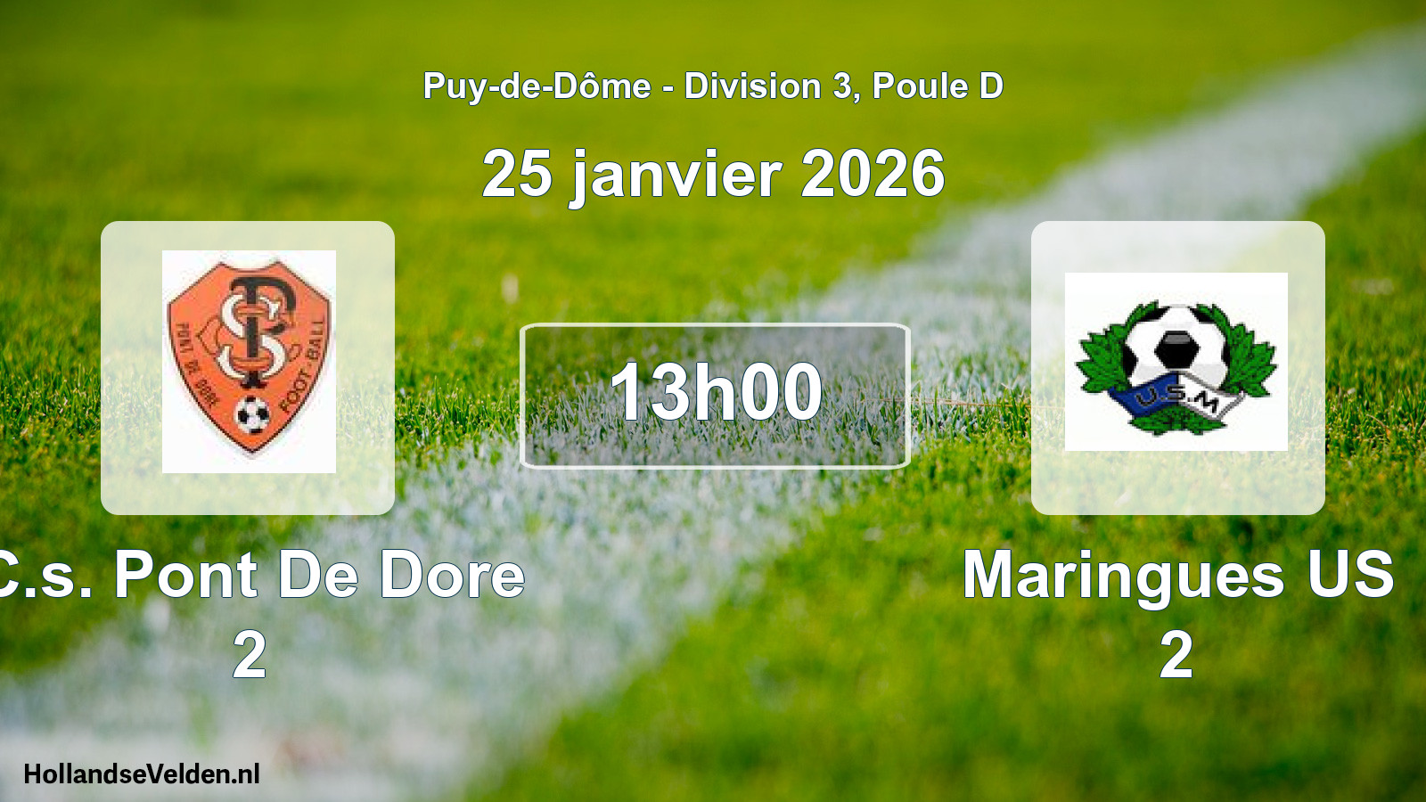 Match programmé: C.s. Pont De Dore 2 - Maringues US 2 (25 janvier 2026)