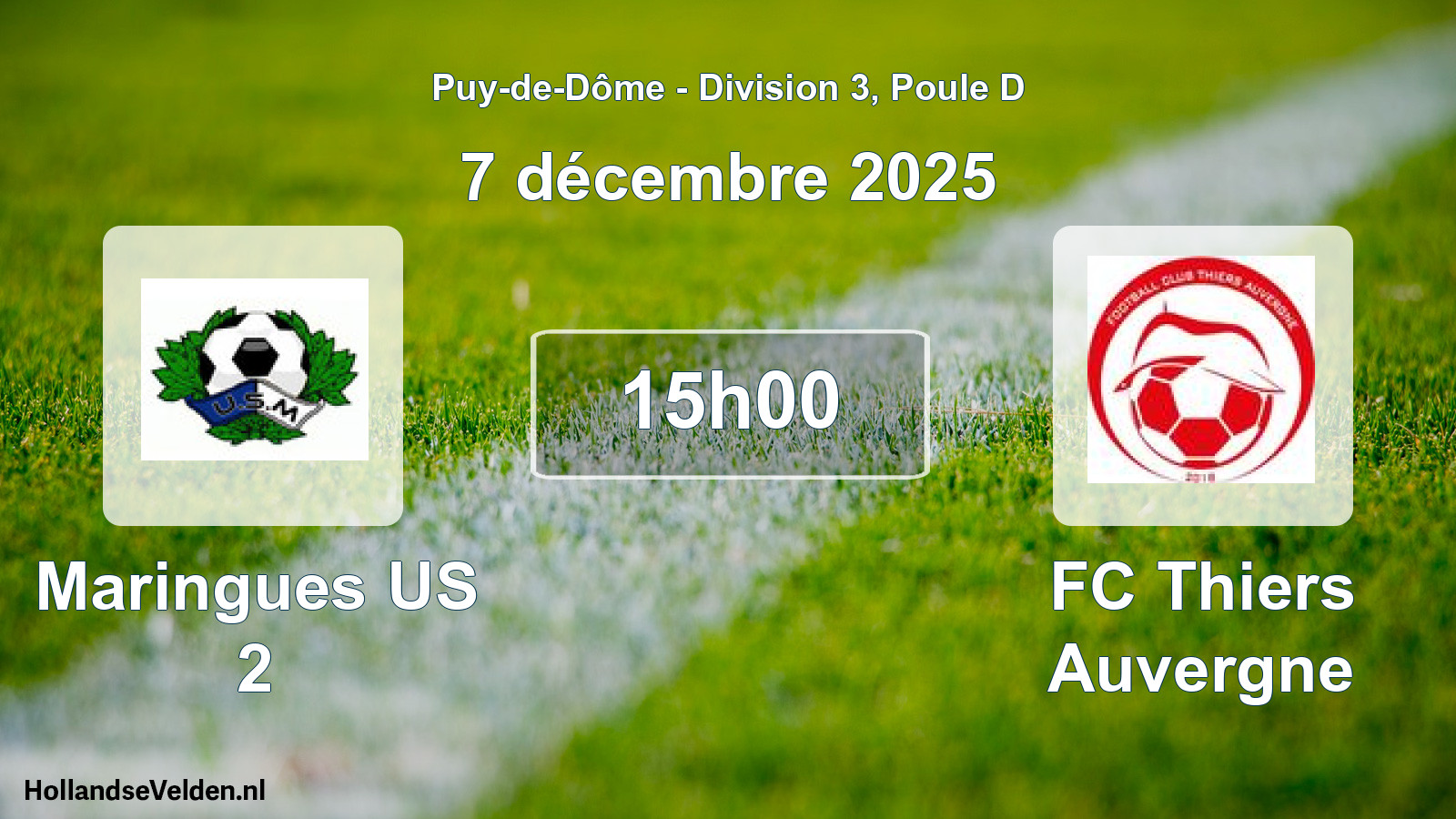 Match programmé: Maringues US 2 - FC Thiers Auvergne (7 décembre 2025)