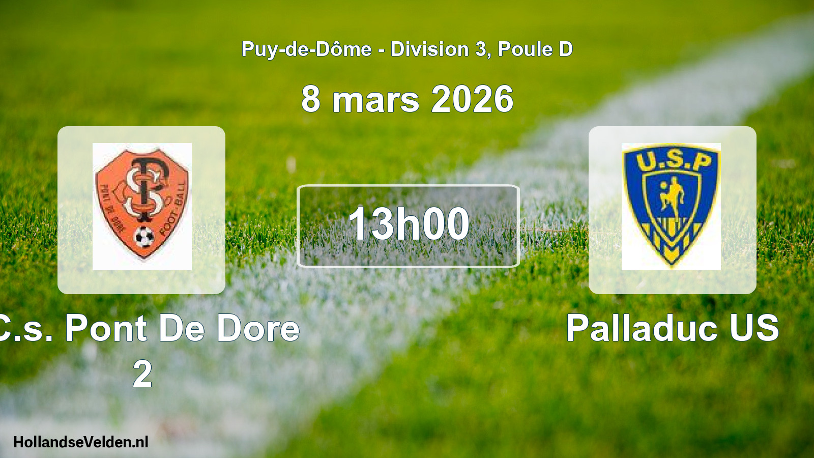 Match programmé: C.s. Pont De Dore 2 - Palladuc US (8 mars 2026)