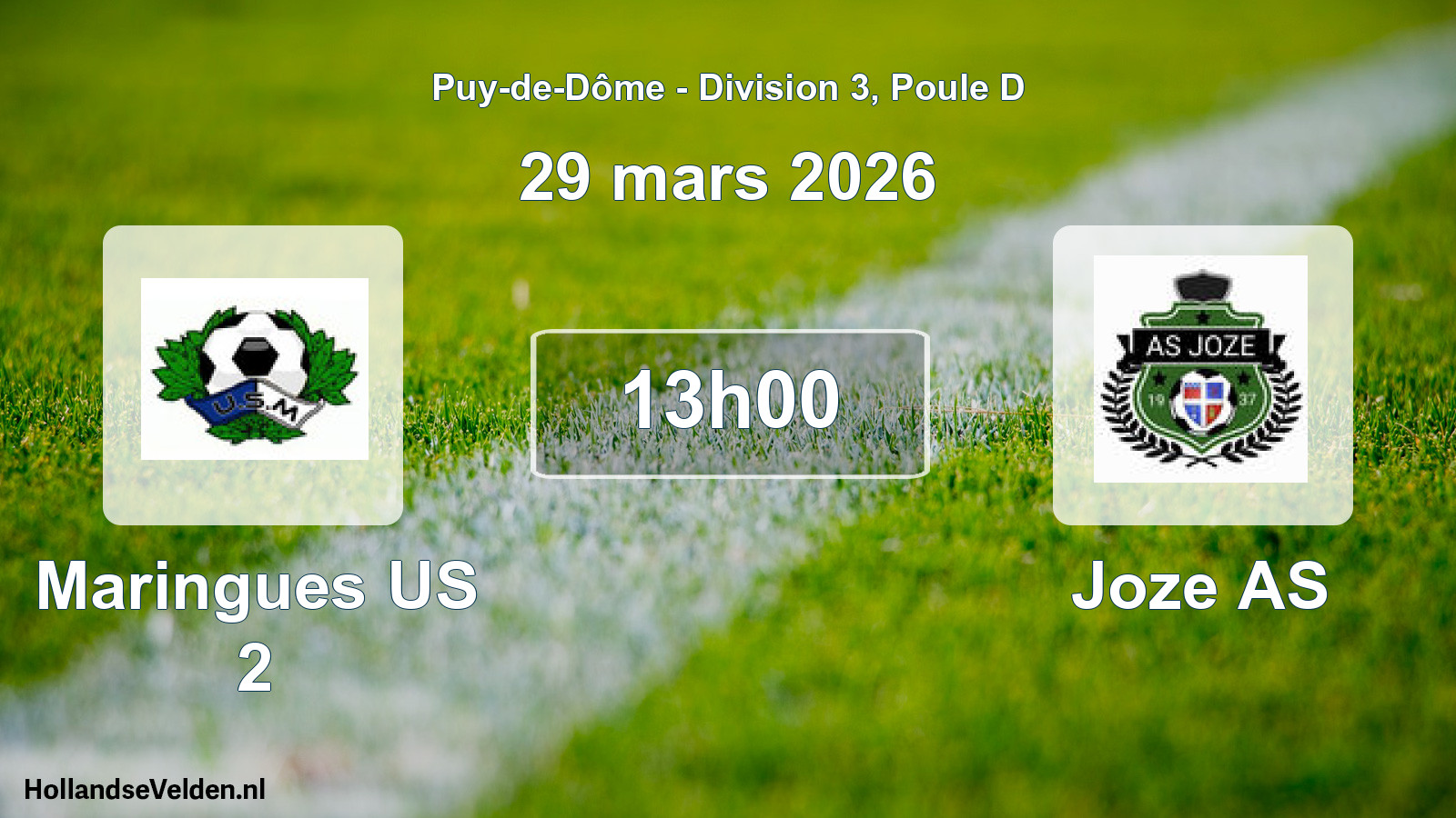 Geplande wedstrijd: Maringues US 2 - Joze AS (29 maart 2026)