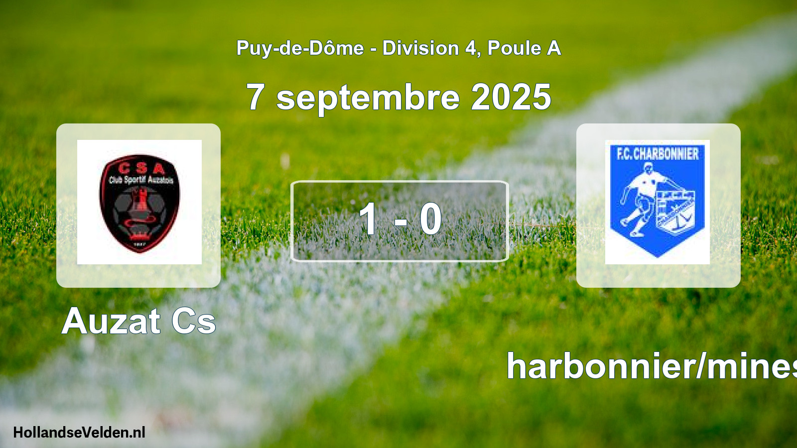 Match joué: Auzat Cs - Charbonnier/mines 1 - 0 (7 septembre 2025)