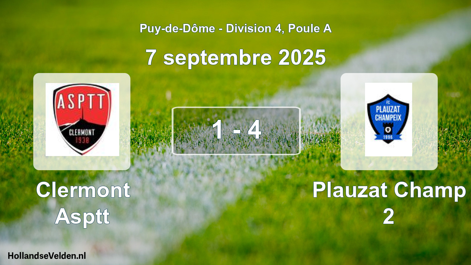Gespeelde wedstrijd: Clermont Asptt - Plauzat Champ 2 1 - 4 (7 september 2025)
