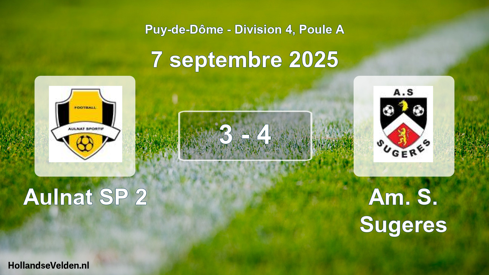 Match joué: Aulnat SP 2 - Am. S. Sugeres 3 - 4 (7 septembre 2025)