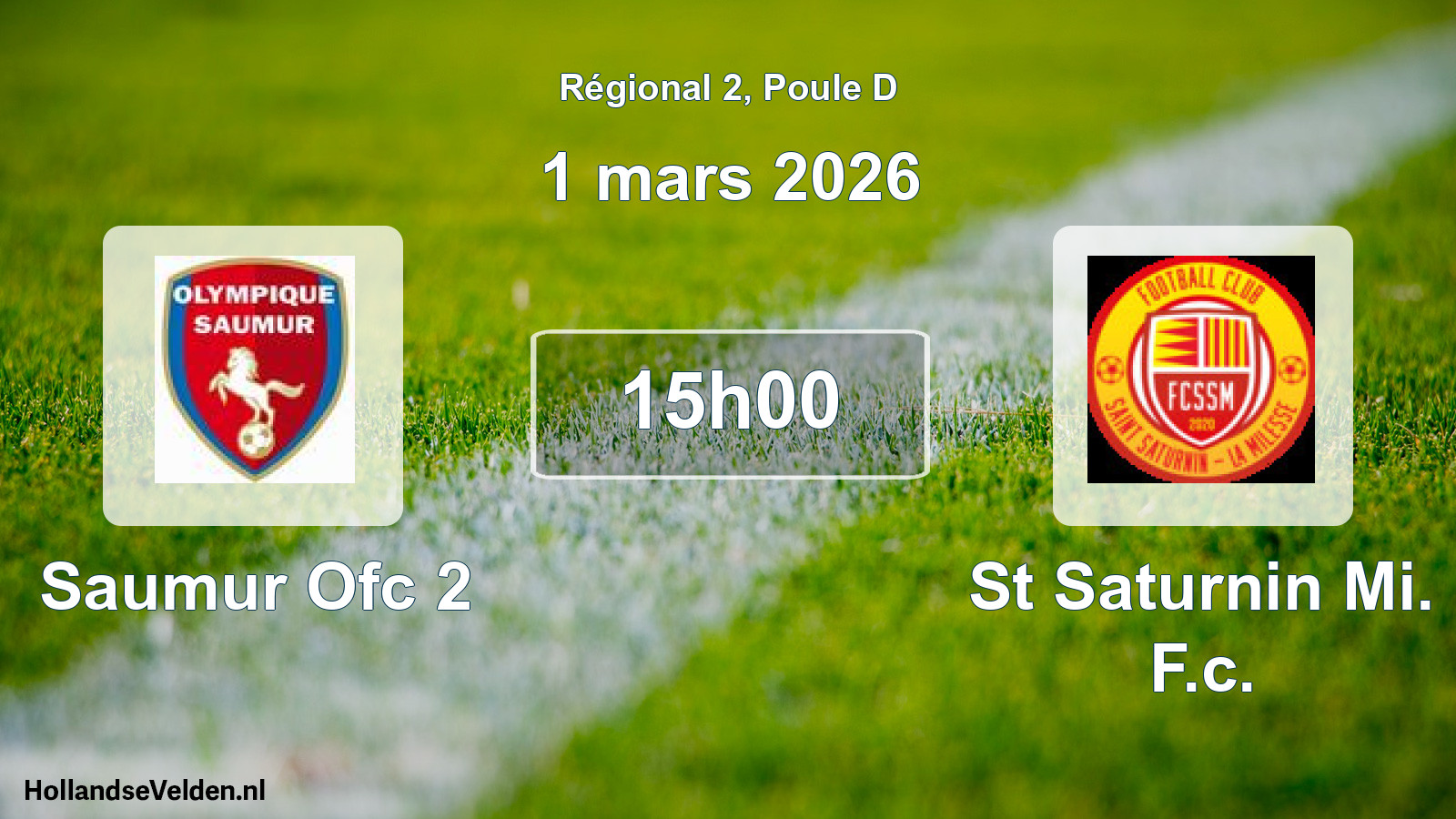 Geplande wedstrijd: Saumur Ofc 2 - St Saturnin Mi. F.c. (1 mars 2026)