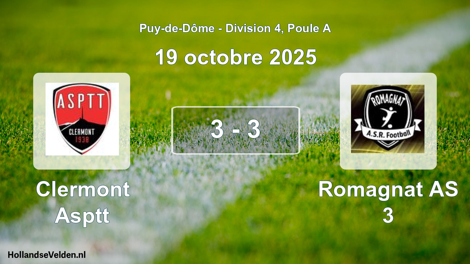 Match joué: Clermont Asptt - Romagnat AS 3 3 - 3 (19 octobre 2025)