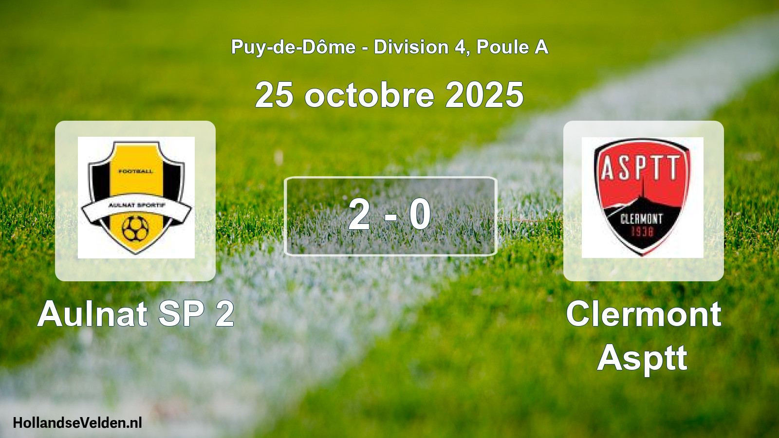 Match joué: Aulnat SP 2 - Clermont Asptt 2 - 0 (25 octobre 2025)