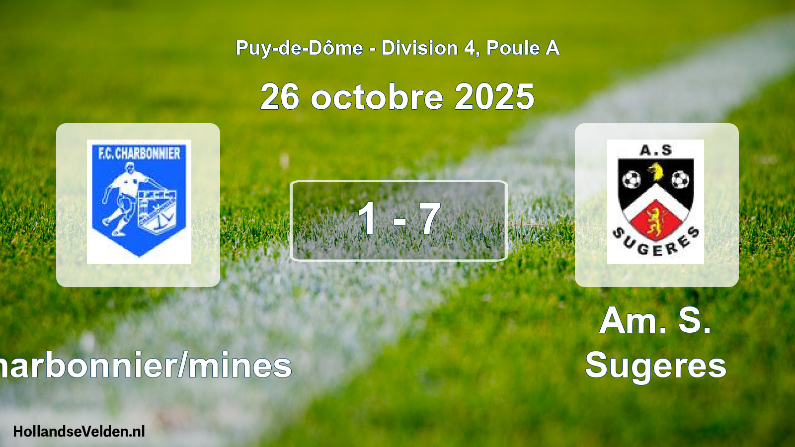 Gespeelde wedstrijd: Charbonnier/mines - Am. S. Sugeres 1 - 7 (26 oktober 2025)